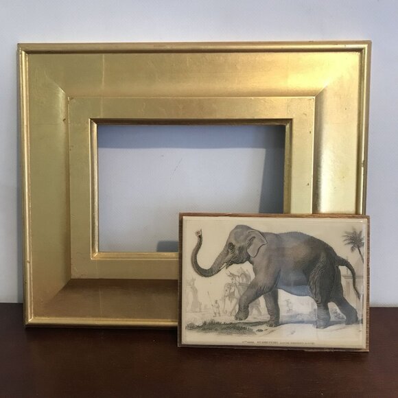 Antique Gold Framed 19th Century Elephant Print - Picture 4 of 7